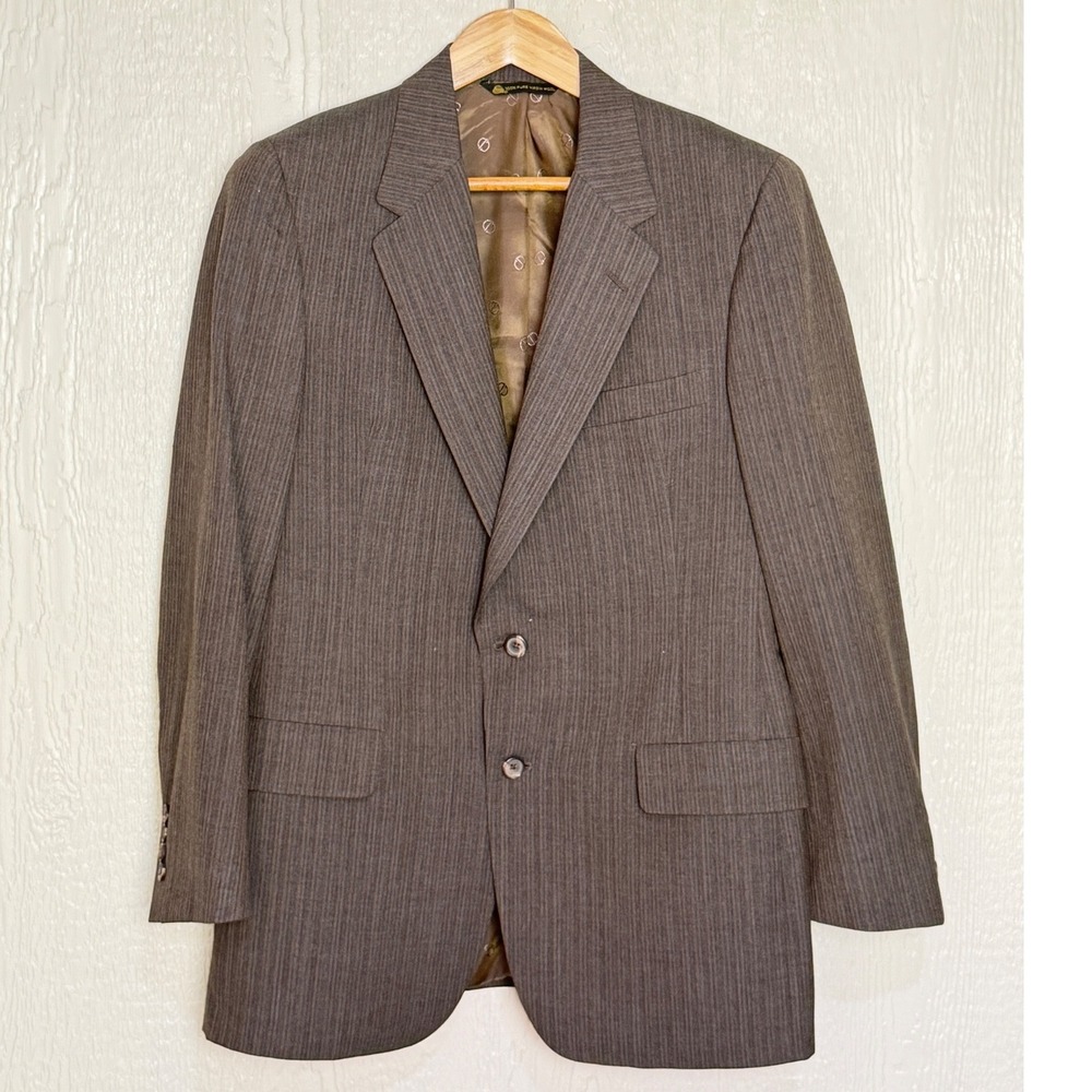 Christian Dior Hart Schaffner & Marx Brown Wool Pinstripe Blazer Sport Coat